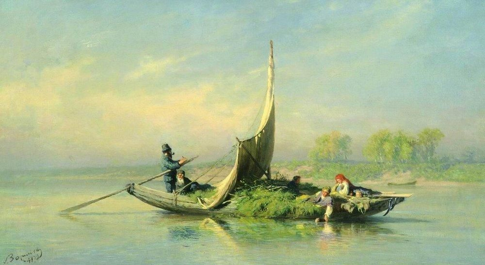 Fedor Vasilyev. Familia campesina en un bote