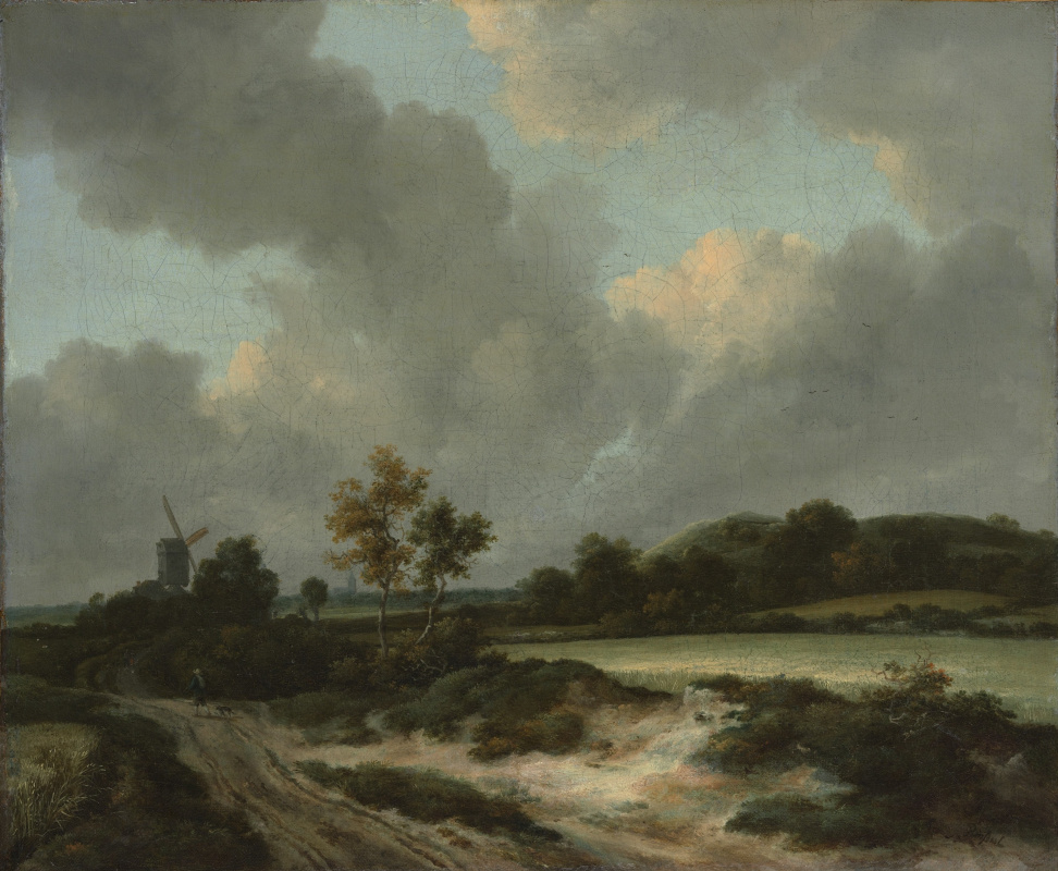 Jakob van Isaacs Ruisdael. 通过田野的道路