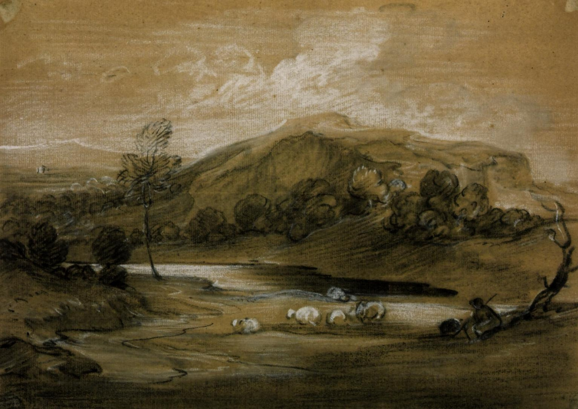 Thomas Gainsborough. Landscape with shepherd and sheep