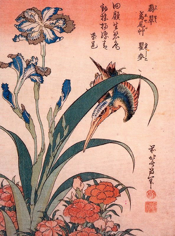 Katsushika Hokusai. Irises and Poultry