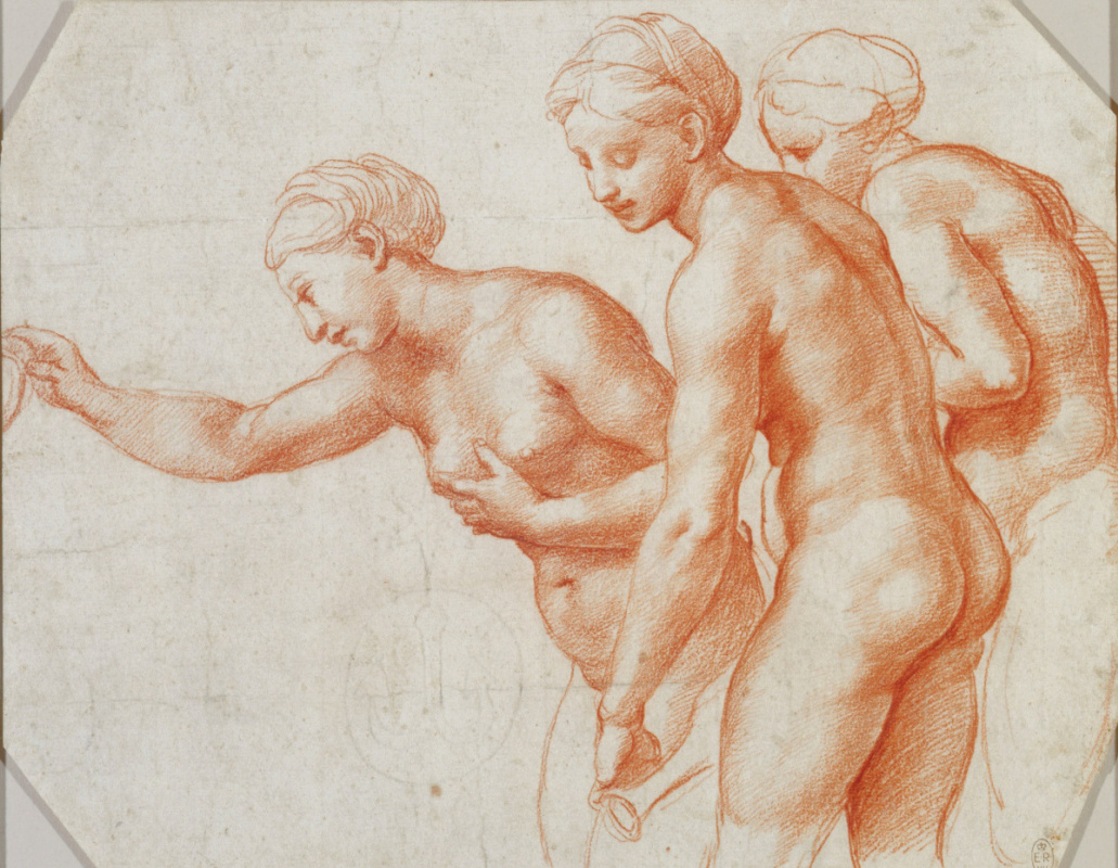 Raphael Sanzio. Study for the frescoes of the Loggia of psyche. The Three Graces