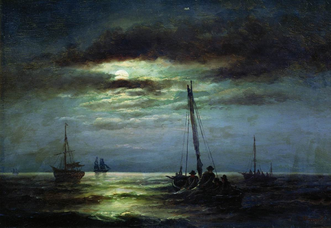 Alexander Karlovich Beggrov. Night on the river. 1891