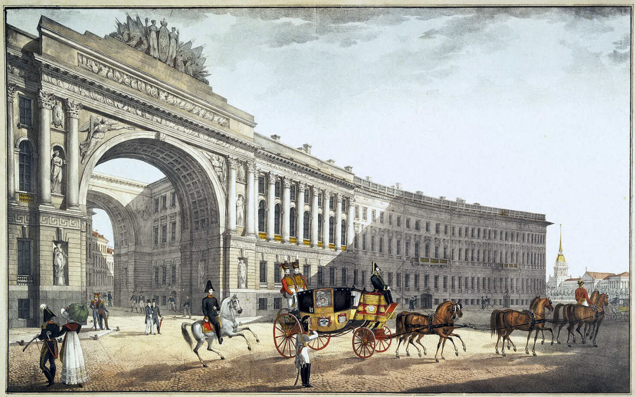 Karl Petrovich Beggrov. View of the General Staff building from Palace Square