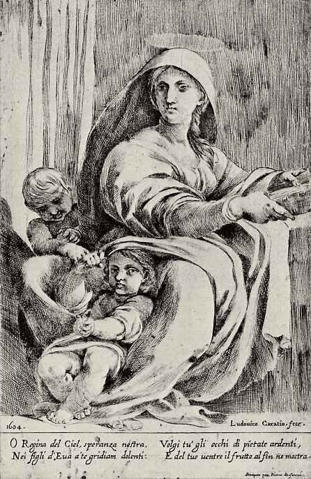 Лодовико Карраччи. Мадонна с младенцем и маленьким Иоанном Крестителем