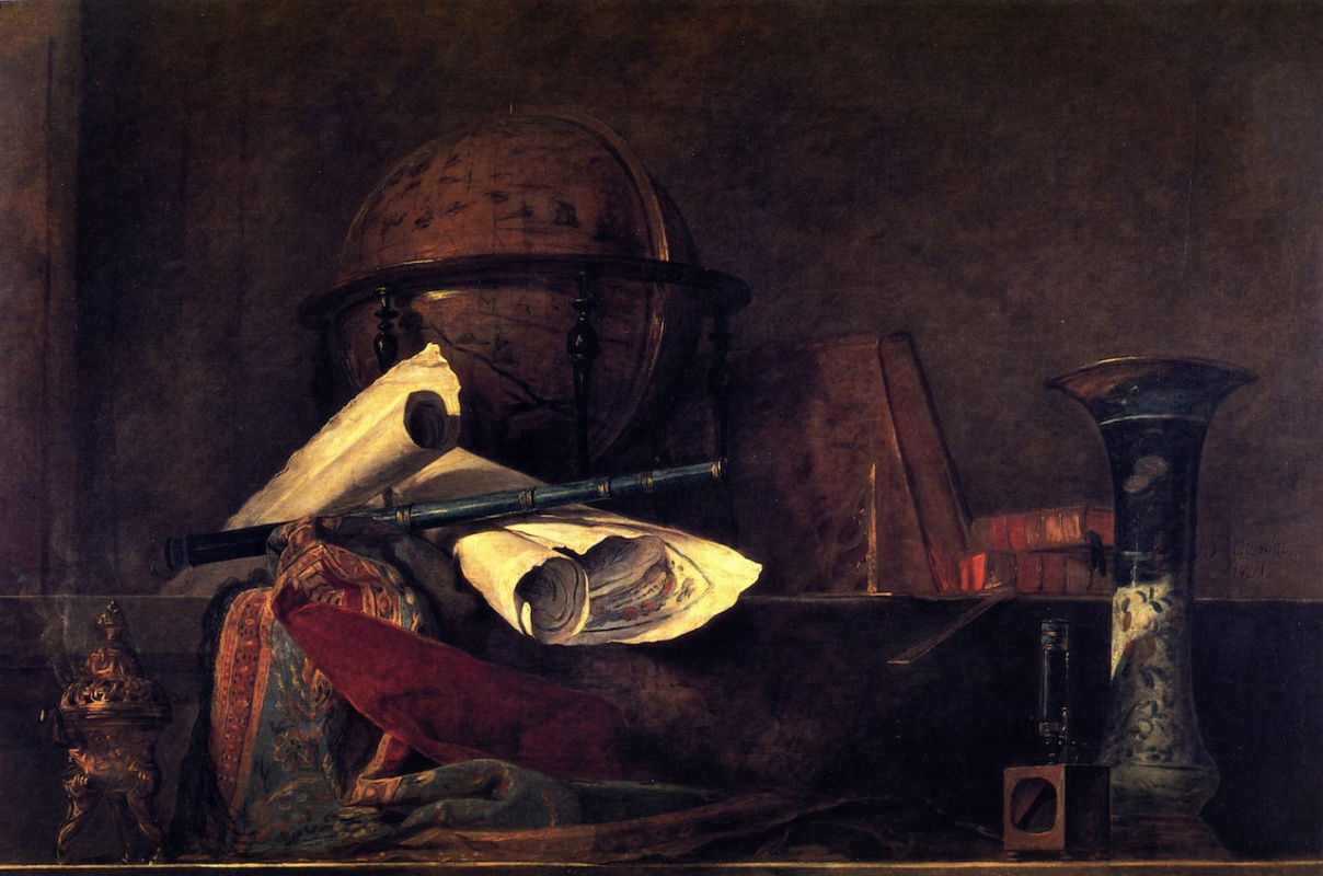 Jean Baptiste Simeon Chardin. Still life with attributes of science