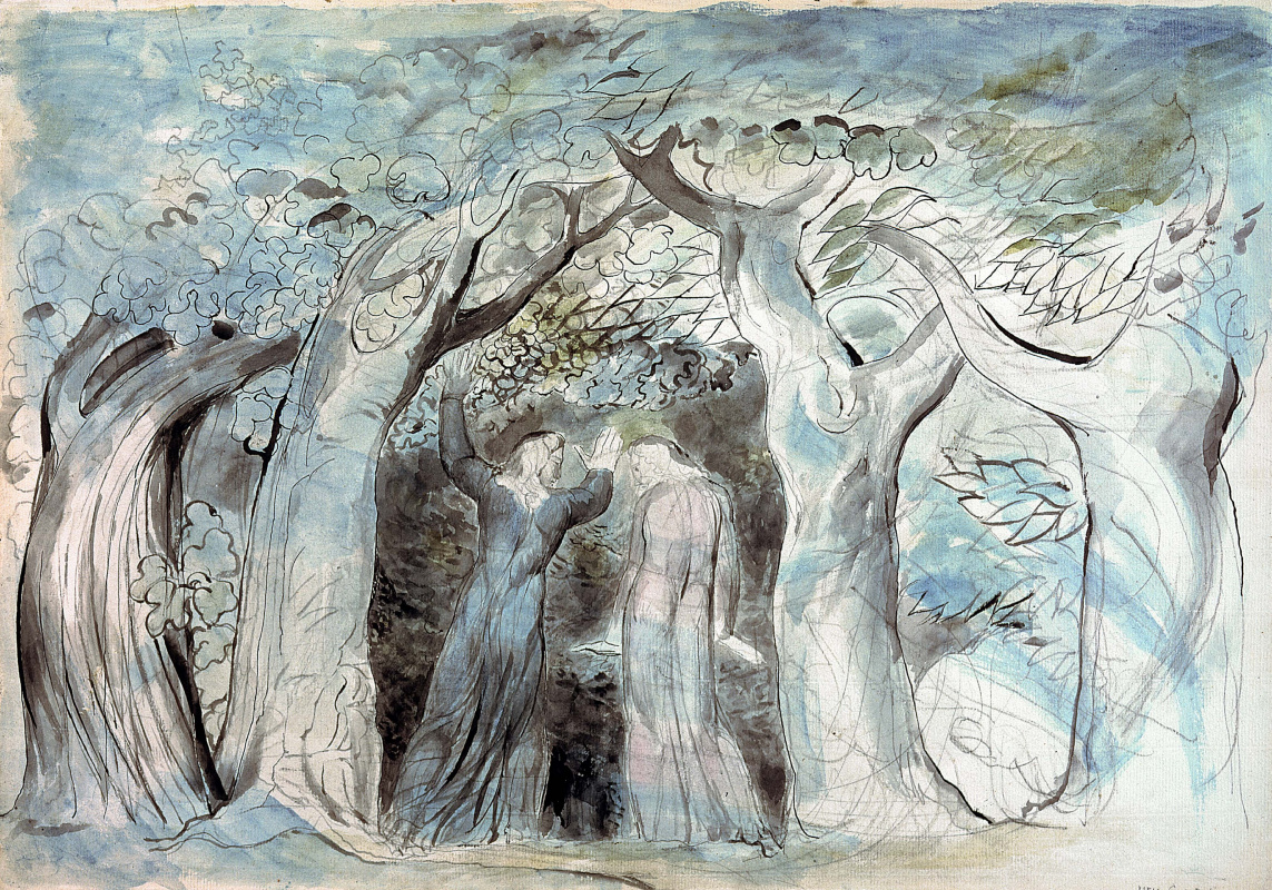 William Blake. Dante and Virgil enter the forest. Illustrations for "the divine Comedy"