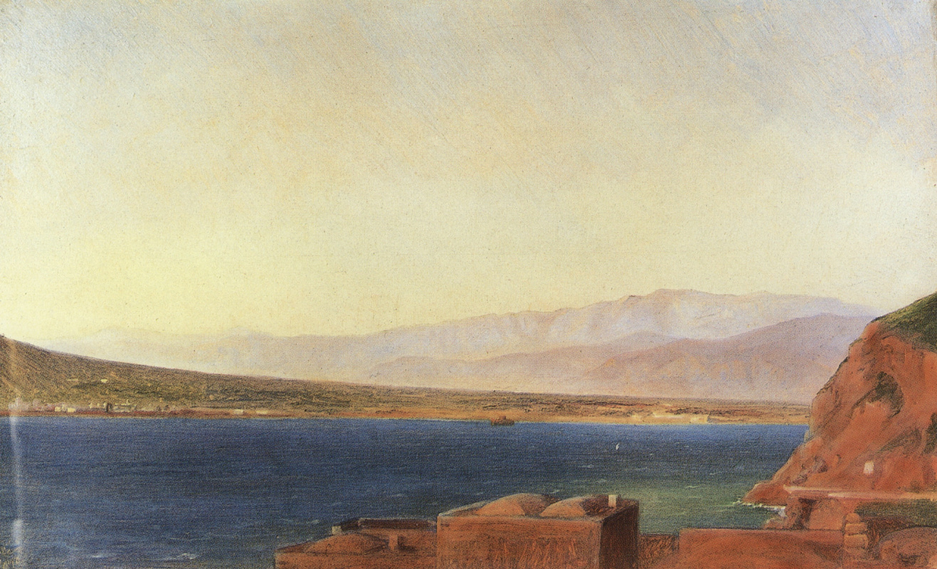 Nikolai Nikolaevich Ge. 海湾在维那不勒斯附近的。 Etude