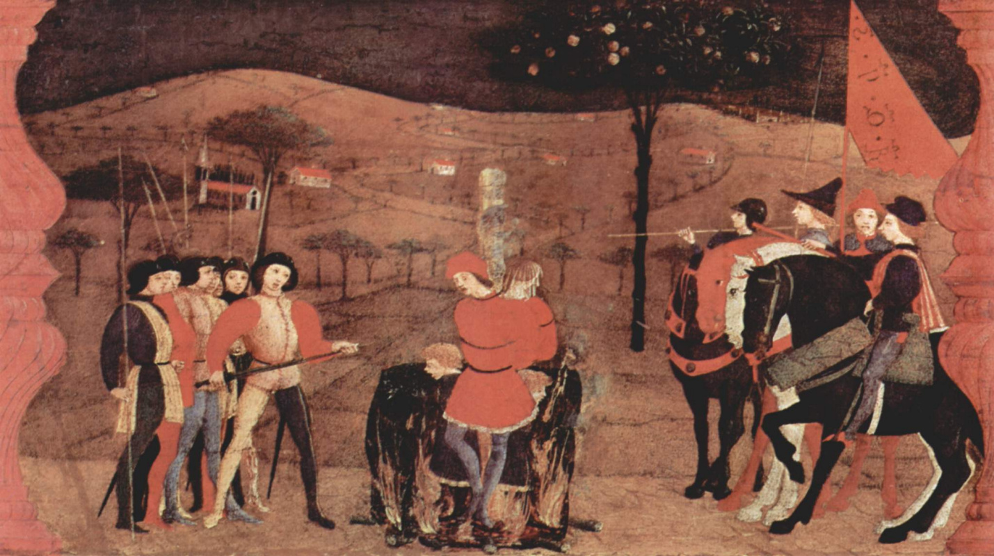 Paolo Uccello. The legend of the communion. A Jewish merchant family burned at the stake