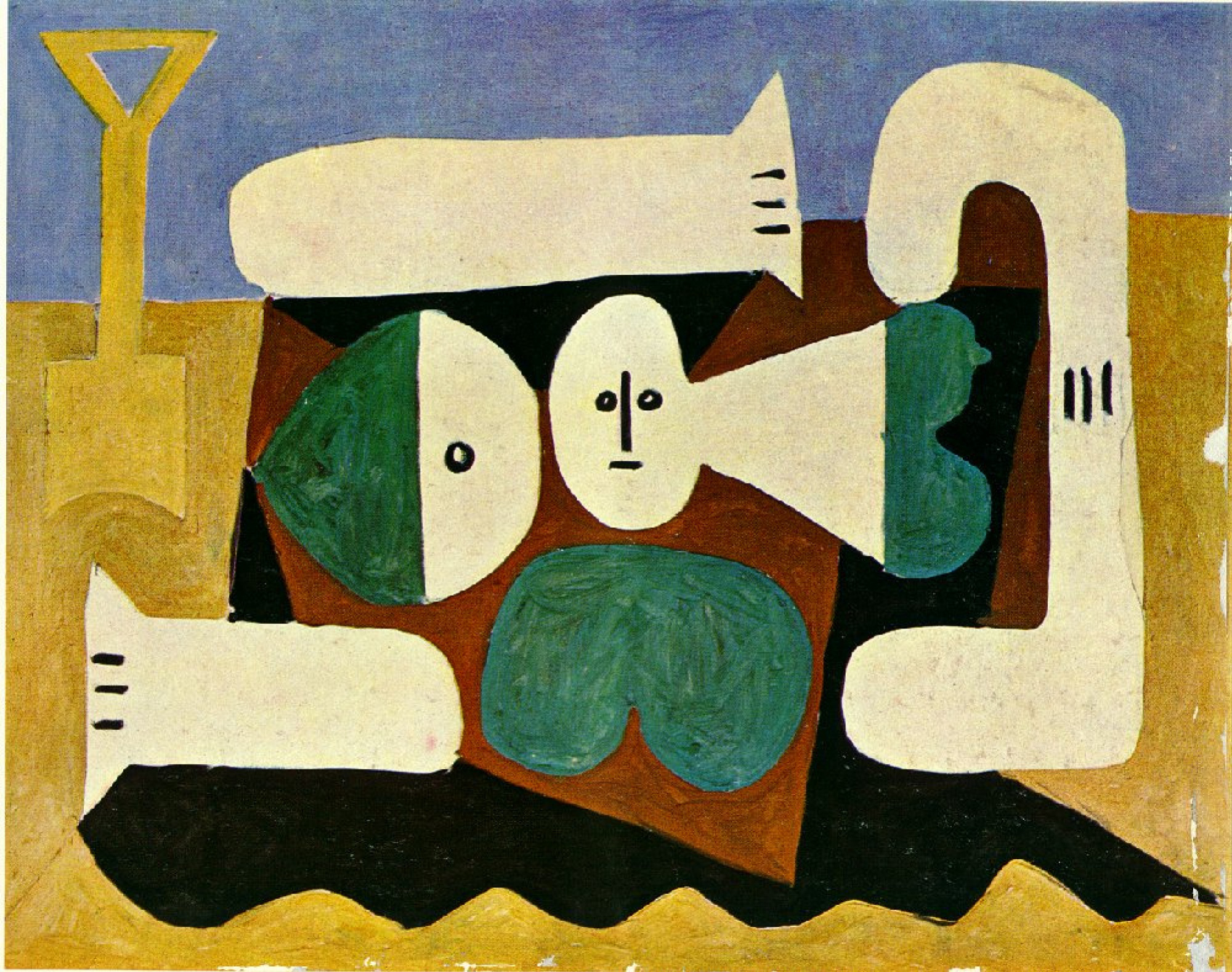 Pablo Picasso Mujer desnuda en la playa con una pala, 1960, 146×114 cm:  Descripción de la obra | Arthive