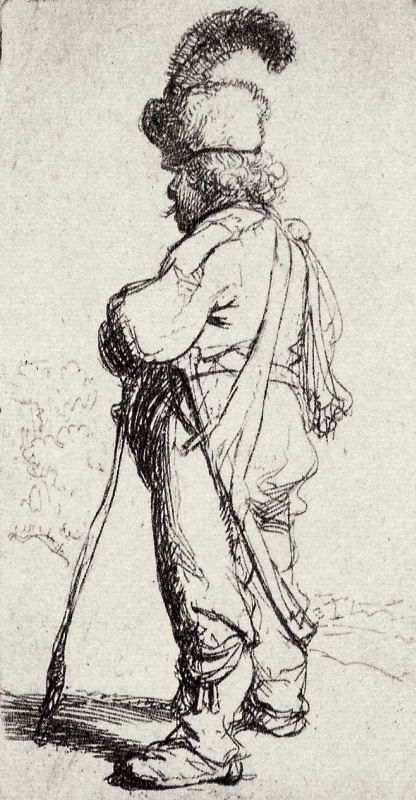 Rembrandt Harmenszoon van Rijn. A pole with a stick and a sword