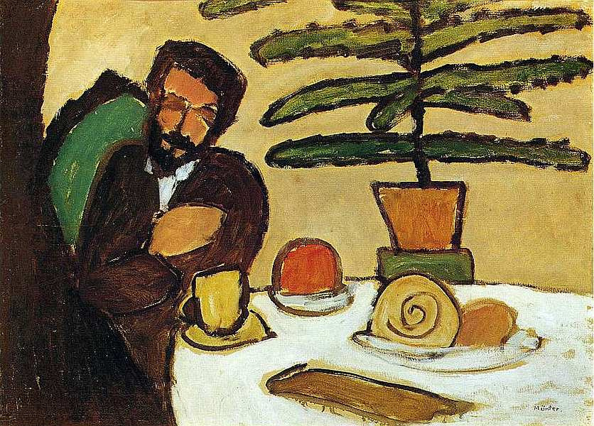 Gabriele Münter. Man at the table (Kandinsky).