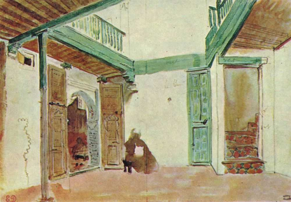 Eugene Delacroix. Moroccan courtyard house