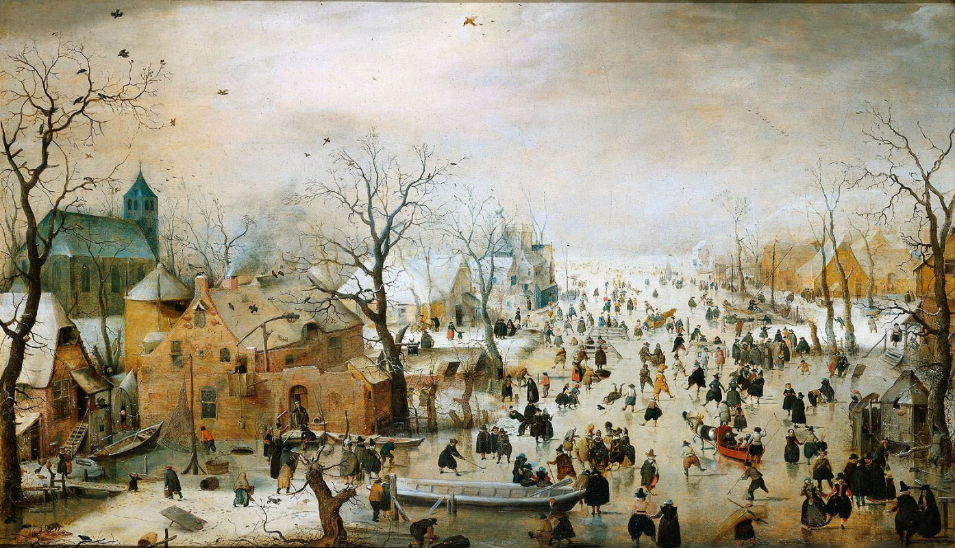 Hendrik Avercamp. Winter landscape with skaters