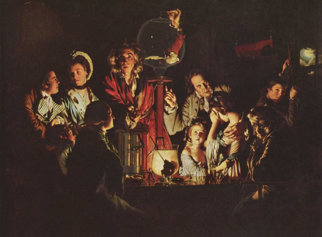 Joseph Wright. Experiment on a bird in the air pump
