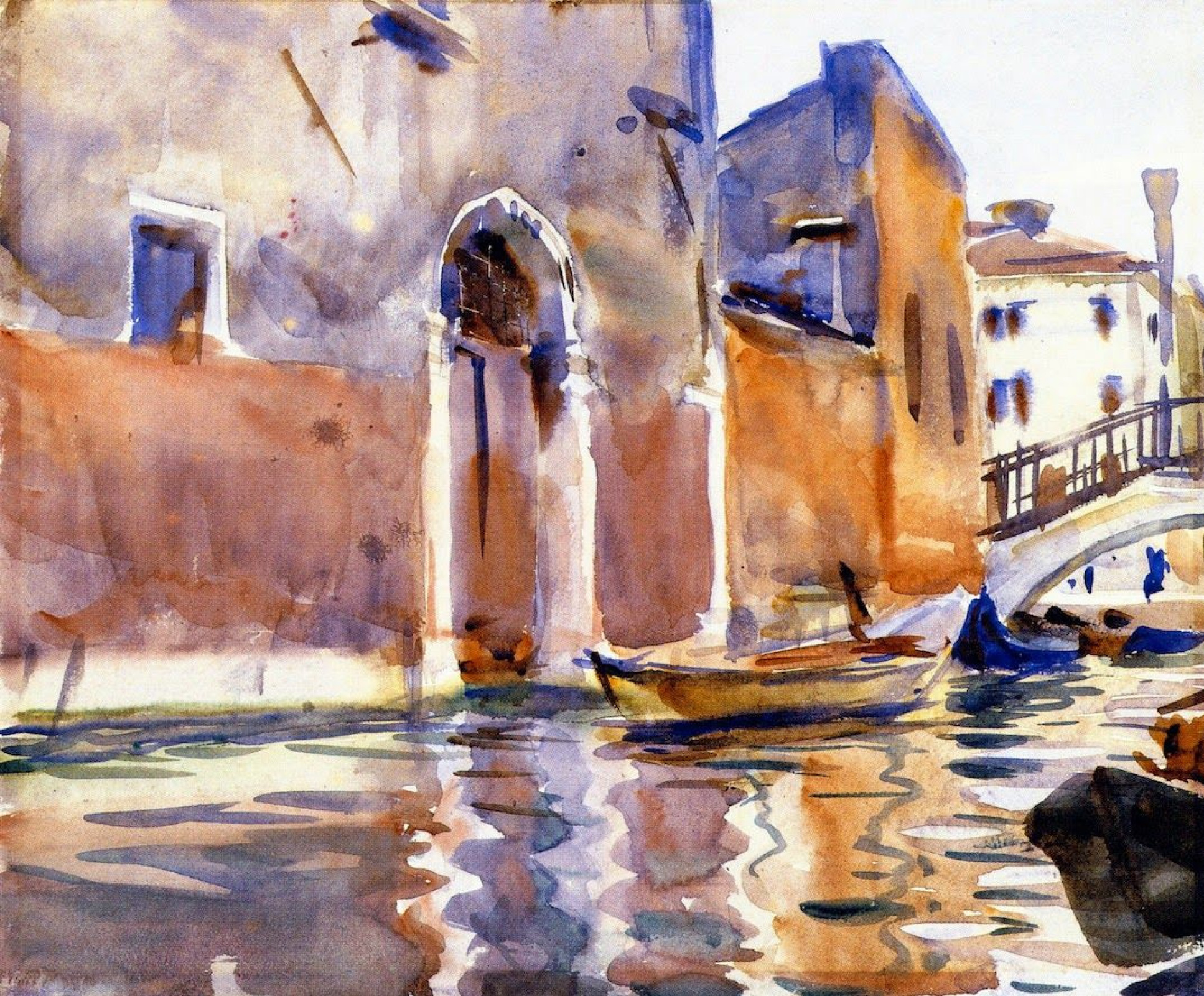 ジョン・シンガー・サージェント、ラビア宮とサン・ジェレミア教会の鐘塔 John Singer Sargent Side canal, Venice, 1904, 37×30 cm