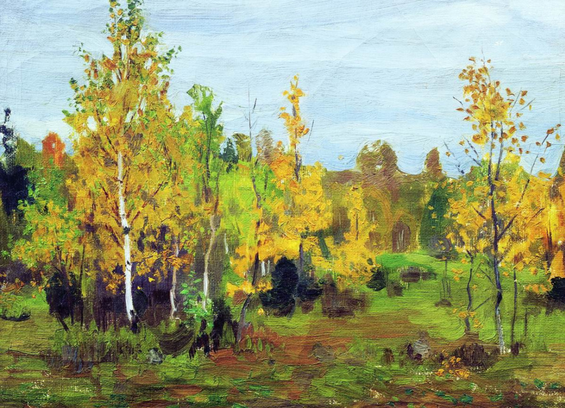 Arkady Alexandrovich Rylov. Herbstliche Landschaft. Goldene Birken