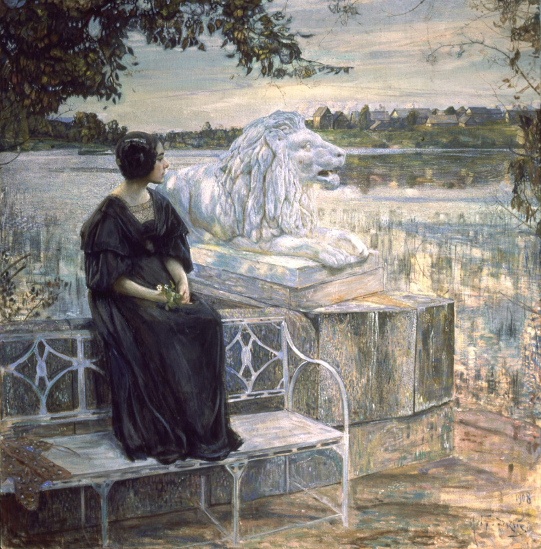 Isaac Brodsky. Portrait of LM Brodskaya on the terrace