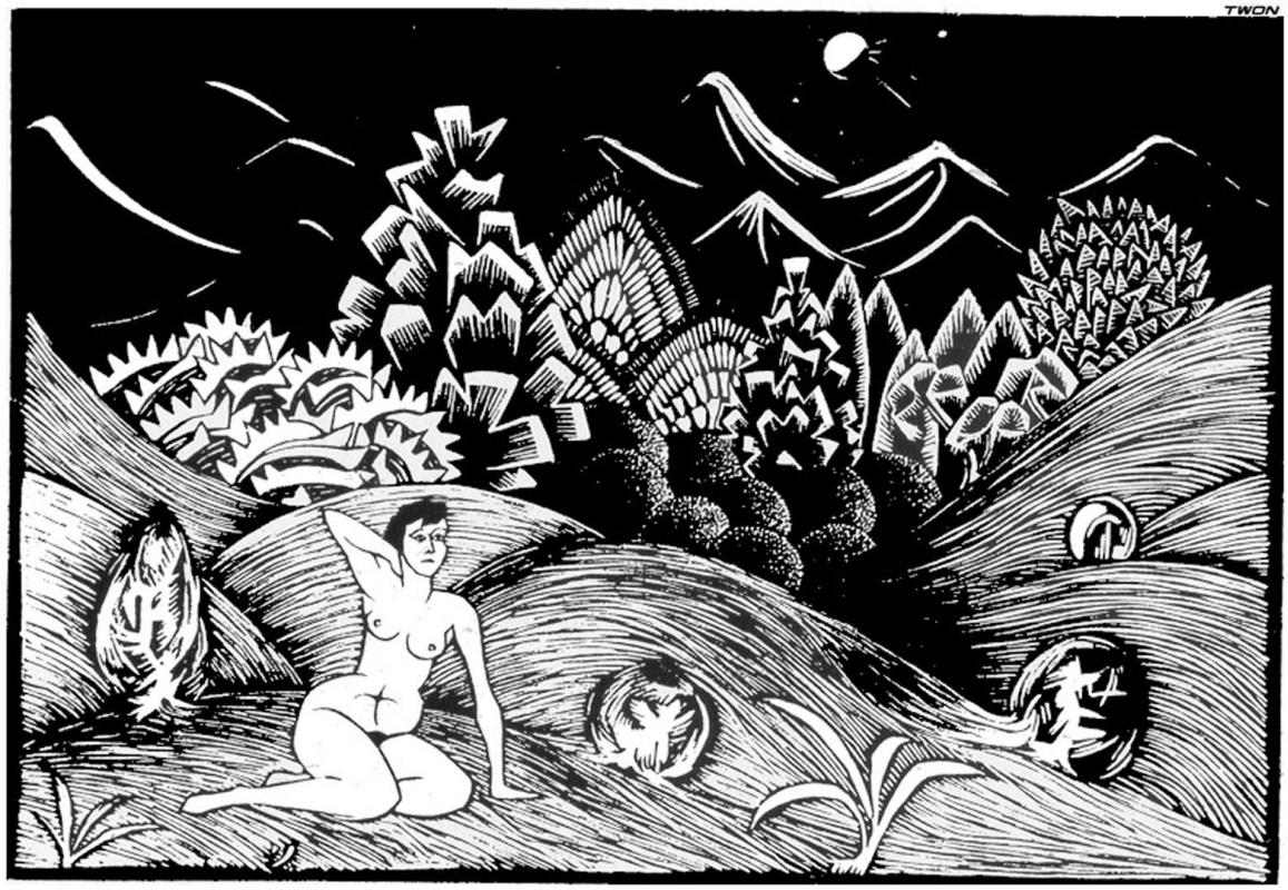 Maurits Cornelis Escher. Nude in the landscape