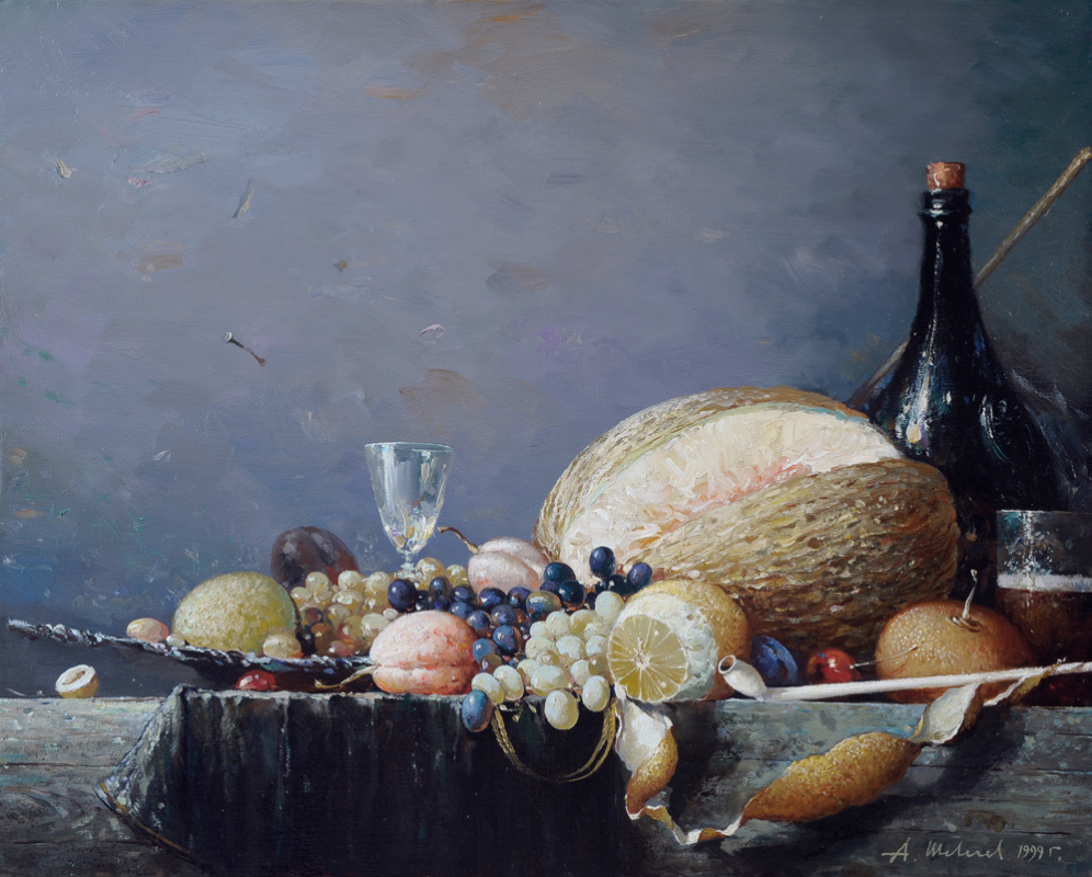 Alexander Shevelyov. Dessert.Oil on canvas 40,3 # 50,4 cm 1999