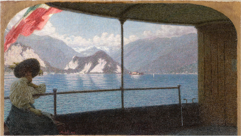 Angelo Morbelli. Boat on lake Maggiore