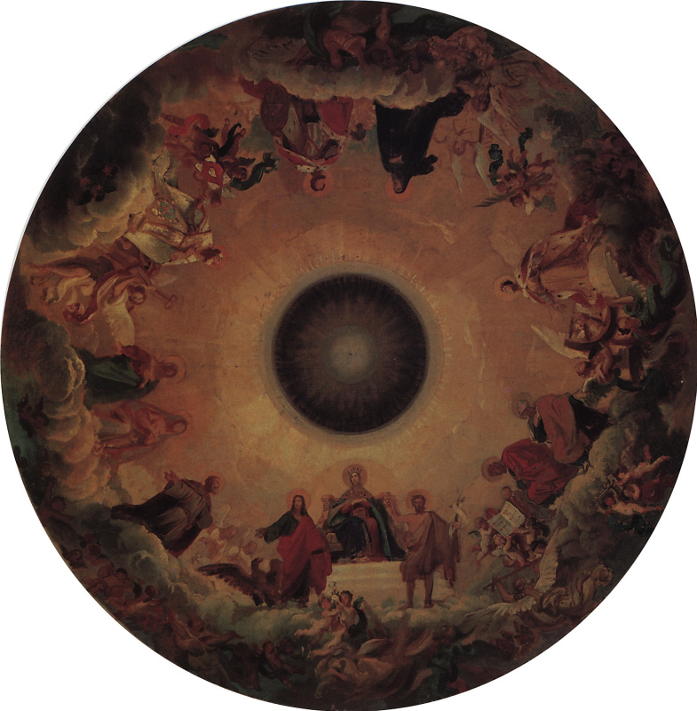 Karl Pavlovich Bryullov. The virgin in glory surrounded by saints. The initial design of the plafond of the Central dome of St. Isaac's Cathedral