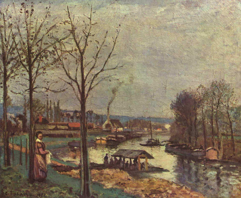 Camille Pissarro. Laundry on the river. Bougival