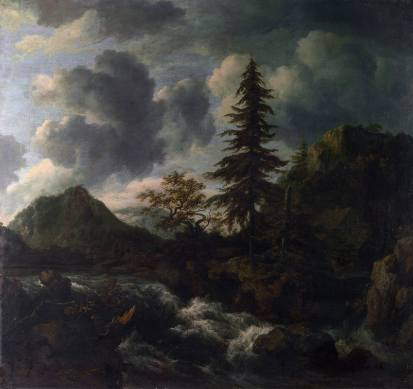 Jakob van Isaacs Ruisdael. Brook in mountain landscape