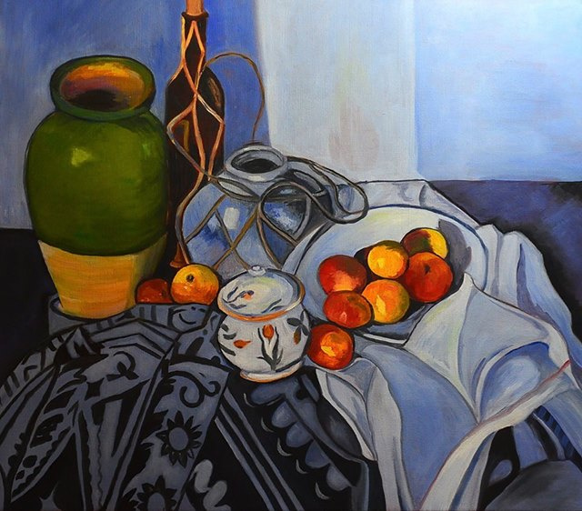 Lyudmila Fedorovna Andreeva. Still life with apples. A free copy of Paul Cezanne's painting.