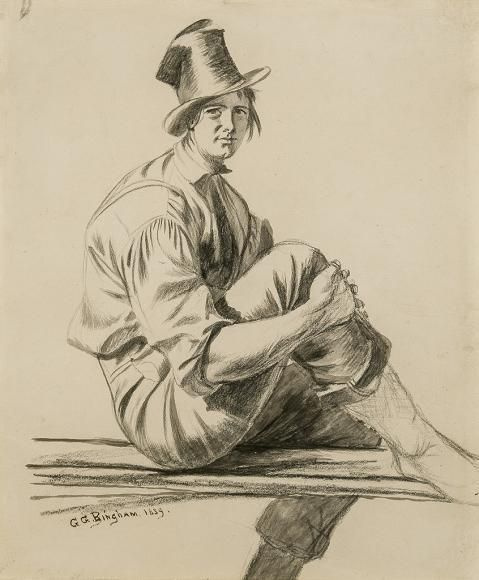 George Caleb Bingham. The boatman (drawing for the painting "Boatmen on the Missouri")