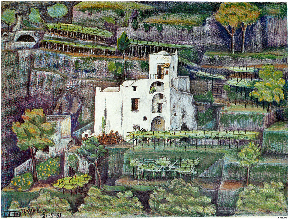 Maurits Cornelis Escher. Farmhouse, Ravello (in color)