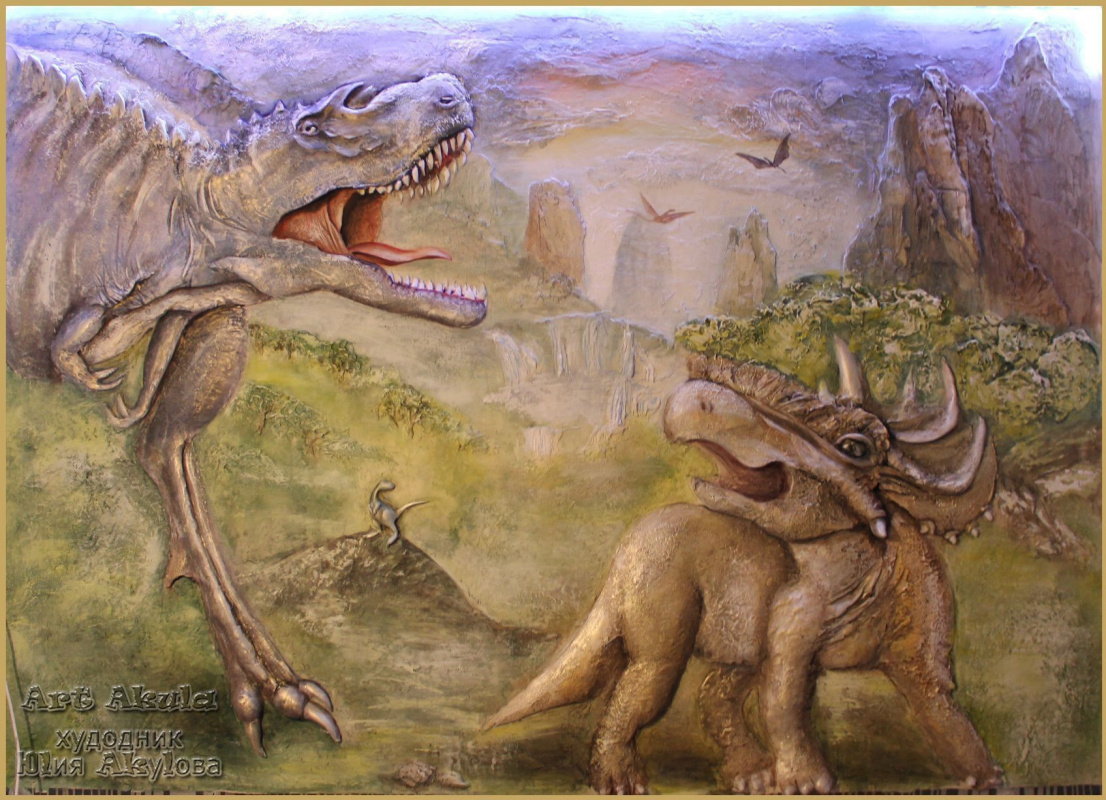 Julia Akulova. The bas-relief of "dawn of the dinosaurs"