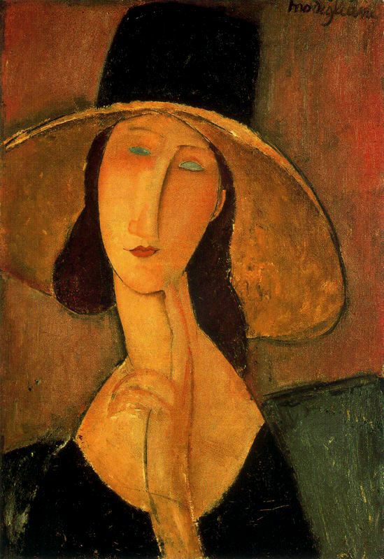 Amedeo Modigliani. Portrait of Jeanne hebuterne in a large hat