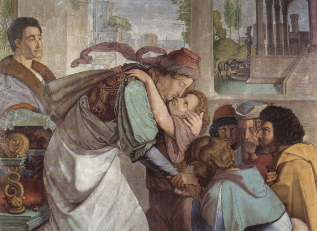 Peter von Cornelius. Frescoes of the Casa Bartholdy in Rome. Joseph offers his brothers, detail