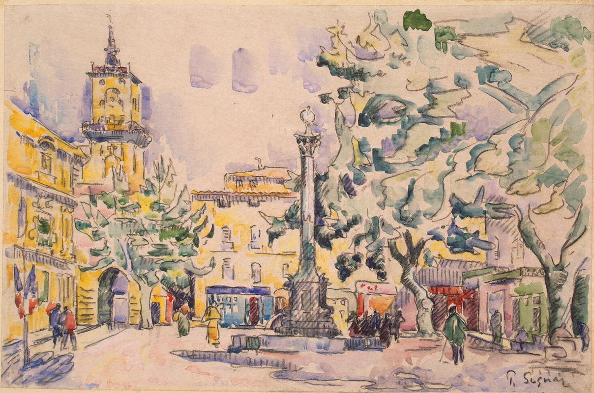 Paul Signac. The town Hall area in AIX-EN-Provence