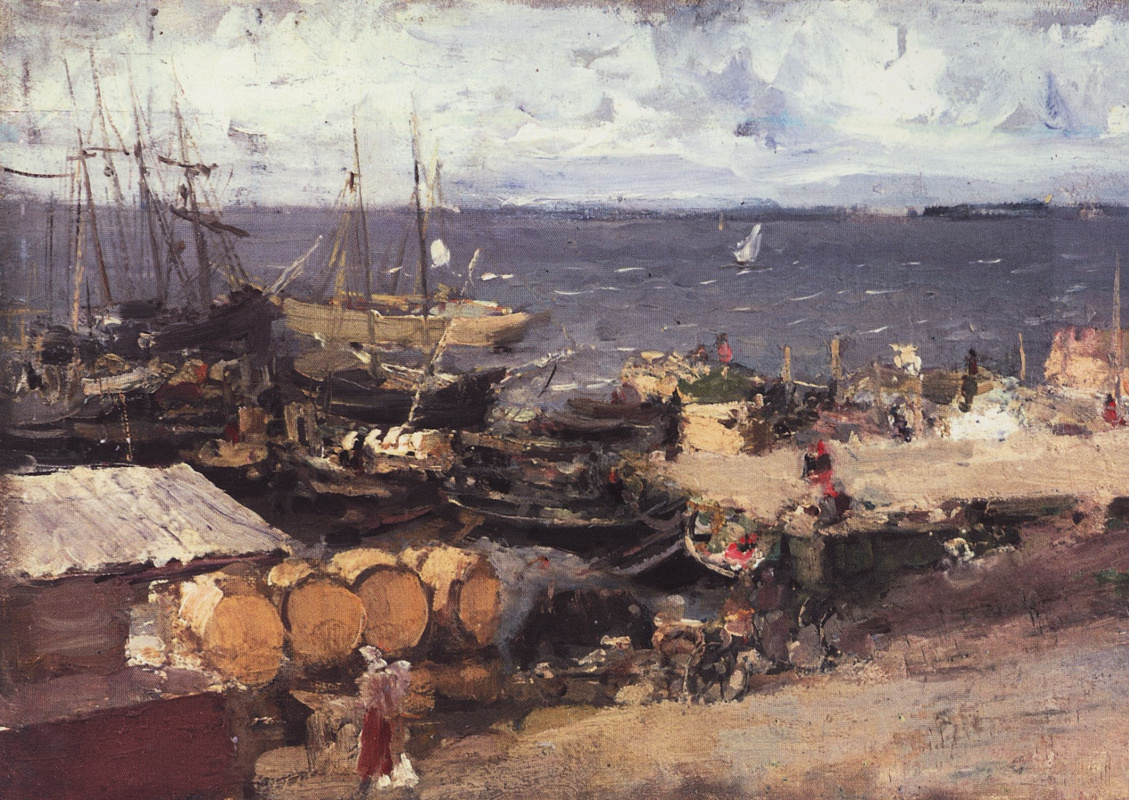 Konstantin Korovin. Arkhangelsk port on Dvina