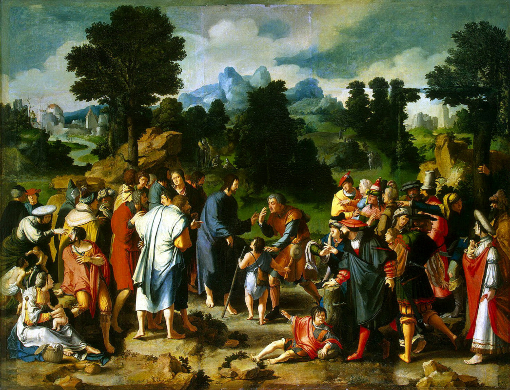 Lucas van Leiden (Luke of Leiden). Healing of blind man of Jericho