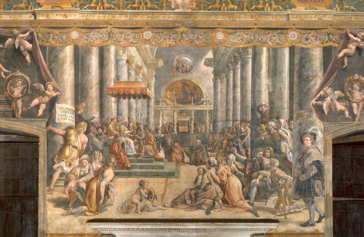 Giovanni Francesco Penny. Fresco en el Salón de Constantino en el Palacio Apostólico del Vaticano. Donacion de roma