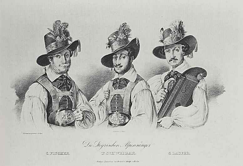 Adolf Friedrich Erdmann von Menzel. Portrait of three artists Tyrolean songs K. Fischer, P. and S. Svizera Laufer