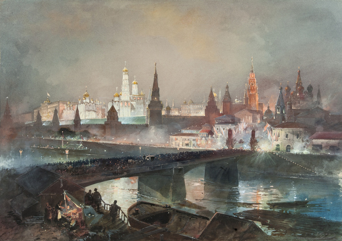 Nikolay Nikolaevich Karazin. Illumination of the Kremlin during the celebrations for the coronation of Emperor Nicholas II