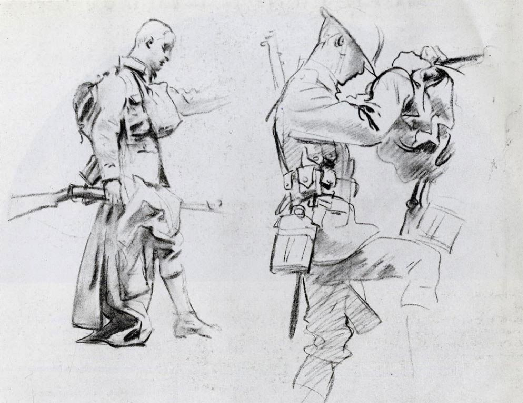 A sketch of two soldiers for the painting