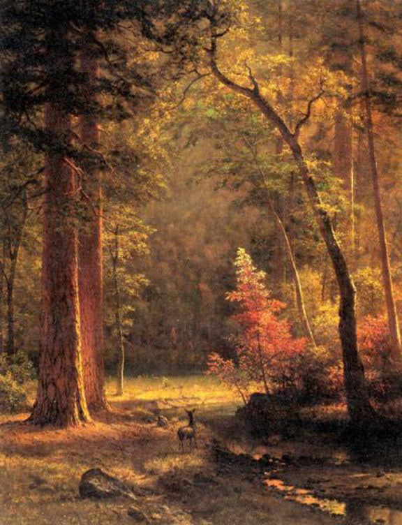 Альберт Бирштадт. Лесной пейзаж оленем