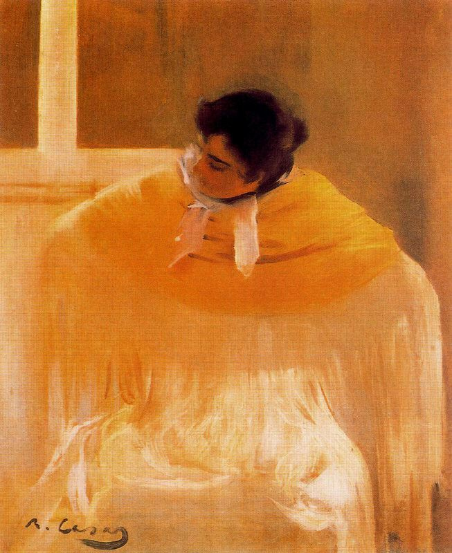 Ramon Casas i Carbó. Cheeky Woman in a Yellow Shawl (Hula)