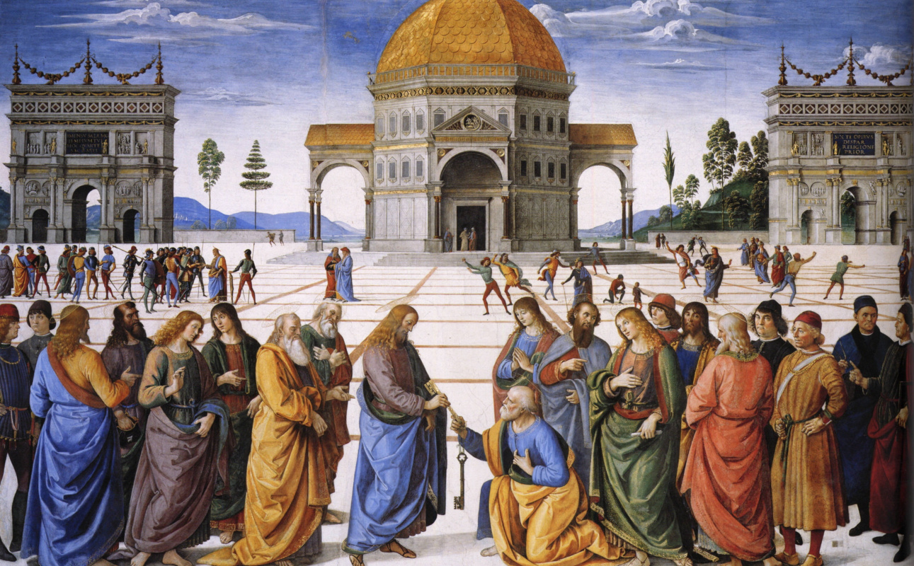 Pietro Perugino. Handing the keys to St. Peter