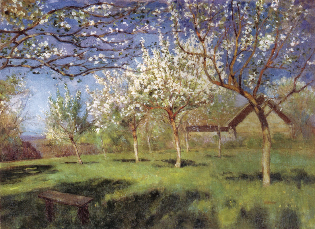 Isaac Levitan. Blooming Apple trees