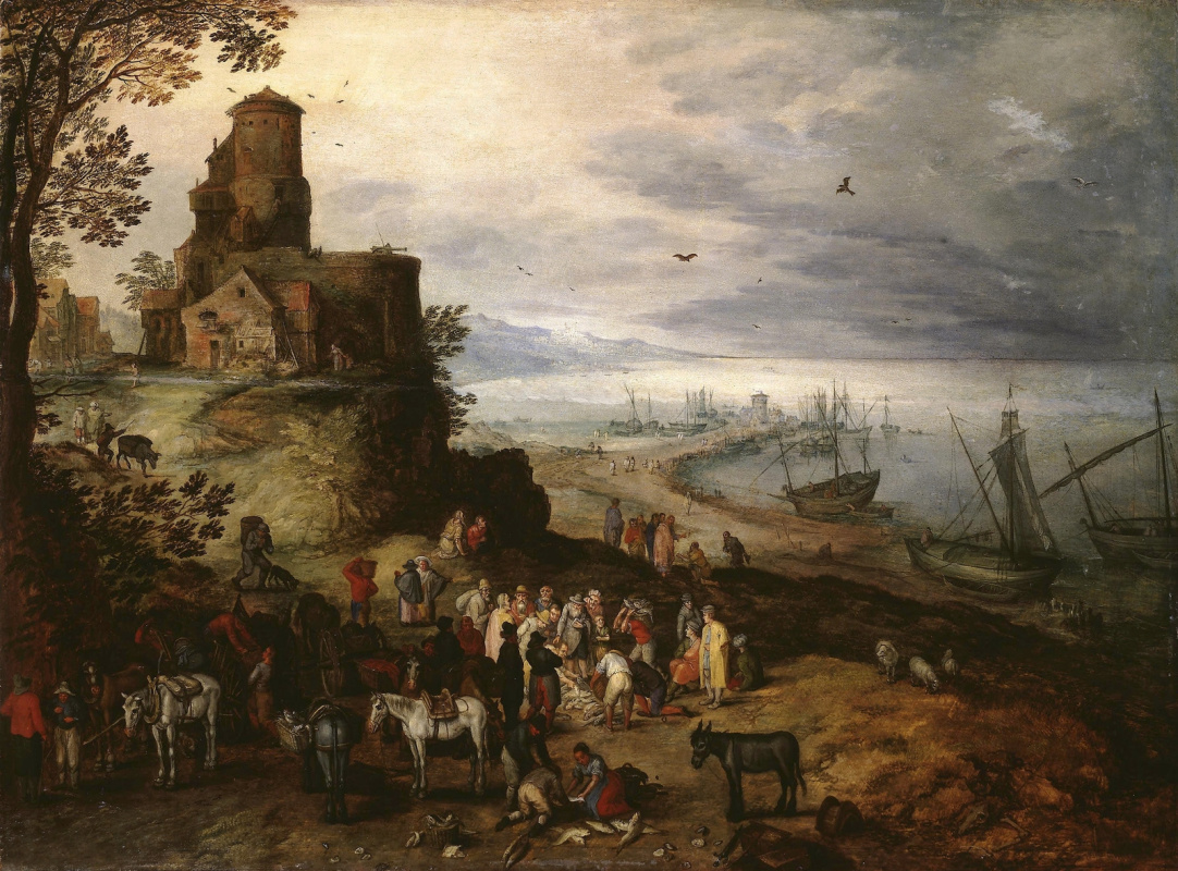 Jan Bruegel The Elder. Fish Market (Calling of the Apostles Peter and Andrew)