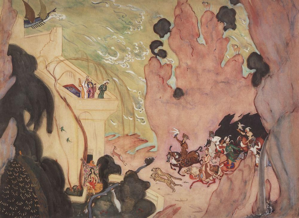 Valentin Aleksandrovich Serov. Skizze des Vorhangs zum Ballett "Scheherazade" von N. Rimsky-Korsakov