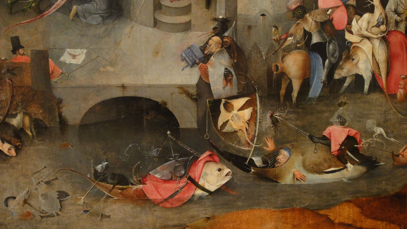 Hieronymus Bosch. The Temptation Of St. Anthony. The Central part of the triptych. Fragment