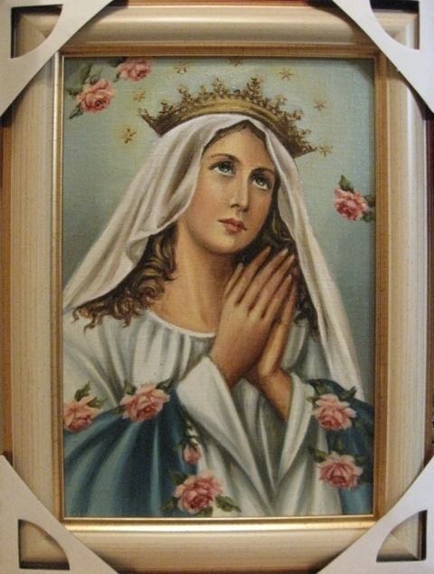 Jadwiga Senko. Virgin Mary Queen - Catholic Icon (olio su tela)