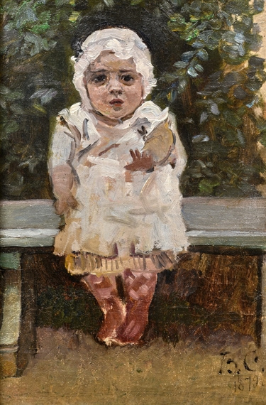Vasily Surikov. Little girl on a Park bench. (Sketch of Olga Vasilievna, the artist's daughter)