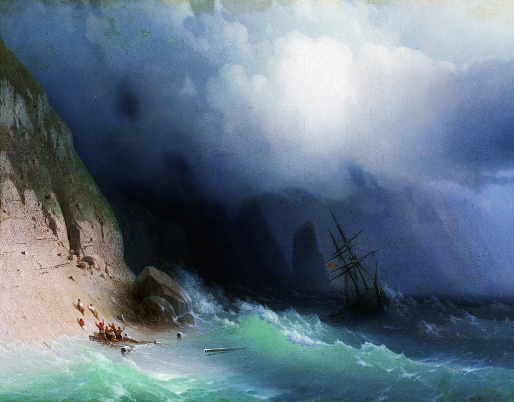 Ivan Aivazovsky. Shipwrecked at the rocks